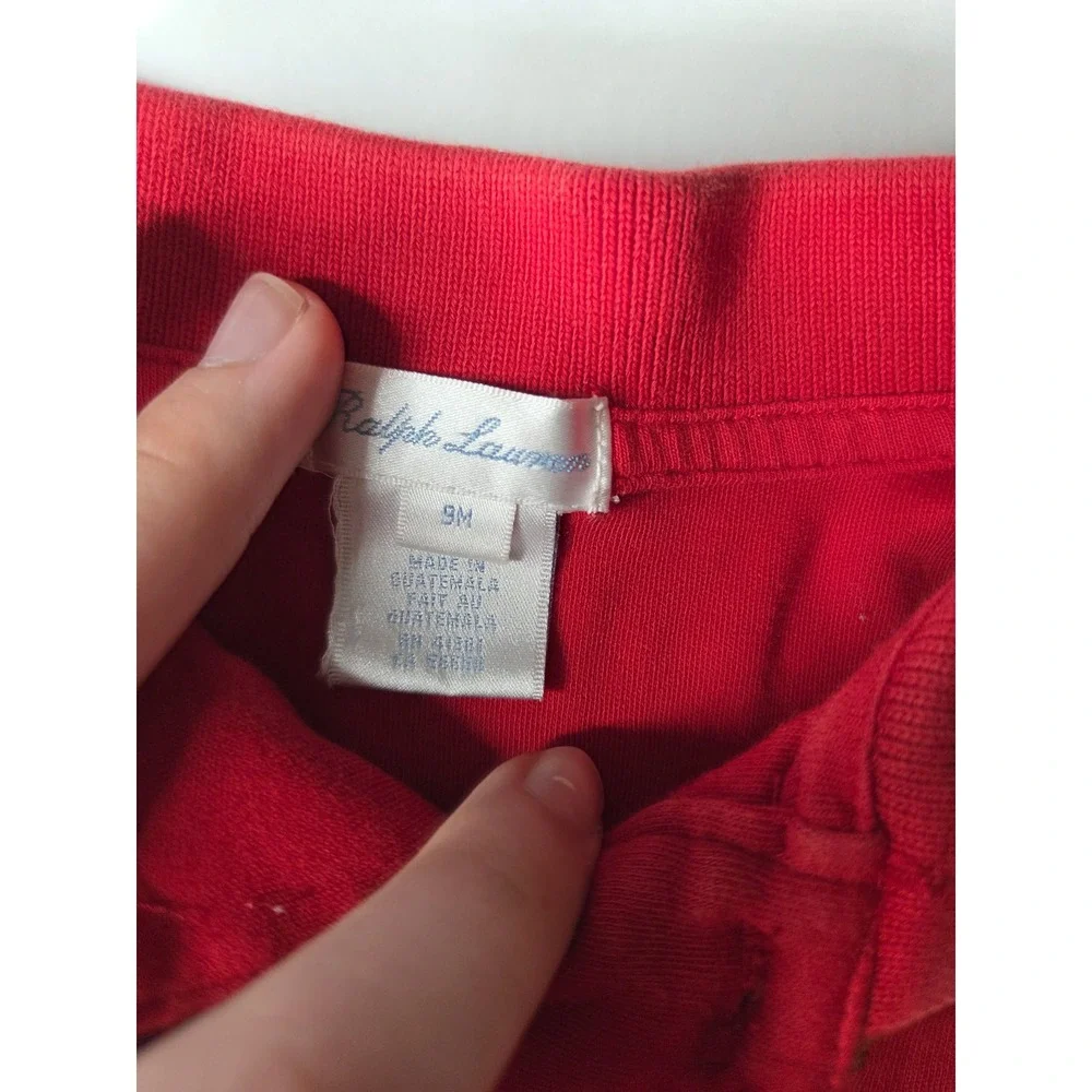 Ralph Lauren‎ Baby Boys Red Short Sleeve Pique Polo Shirt Size 9M